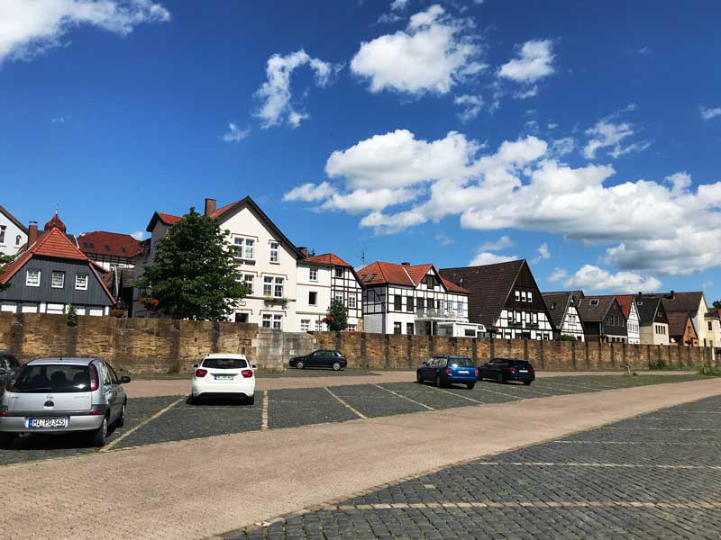 Die Fischerstadt an der Weser in Minden besteht zu einem großen Teil aus alten Fachwerkhäusern